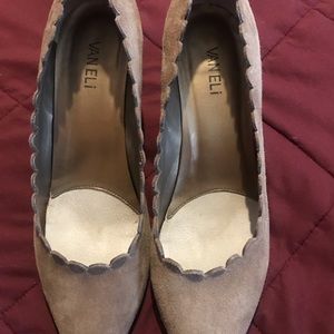 Vaneli Scalloped Truffle Suede Leya Pump.